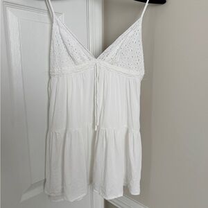 Princess Polly White Tie Front Tiered Camisole Dress